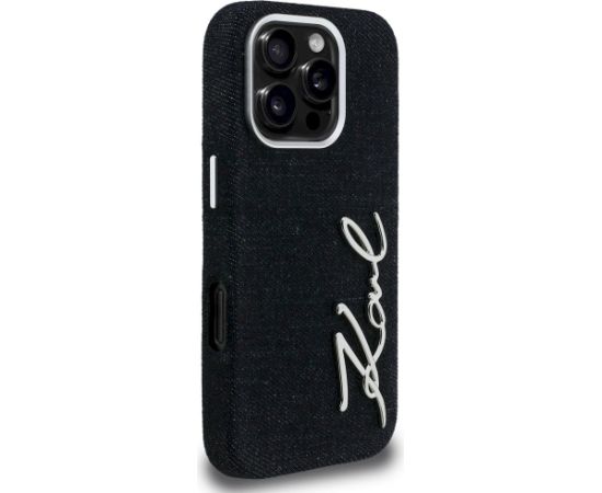 Karl Lagerfeld FW Jeans Signature Logo Aizsargapvalks priekš iPhone 16 Pro Max / melns Neoriģinālie Maciņi