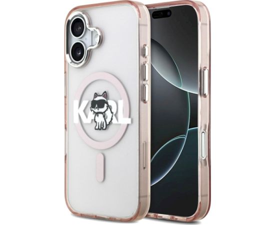 Karl Lagerfeld IML Choupette Sketch Logo MagSafe Case Aizsargapvalks priekš iPhone 17 / rozā Neoriģinālie Maciņi