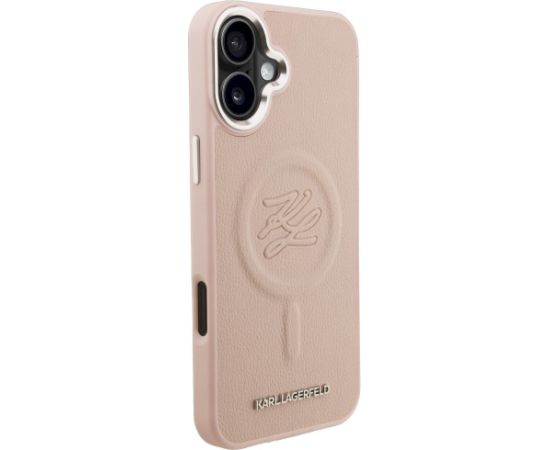 Case Karl Lagerfeld Initial & Metal Logo MagSafe Aizsargapvalks priekš iPhone 16 Plus / rozā Neoriģinālie Maciņi