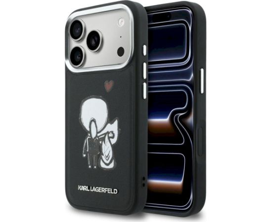 Karl Lagerfeld Karl & Choupette Back Logo MagSafe Aizsargapvalks priekš iPhone 17 Pro Max / melns Neoriģinālie Maciņi