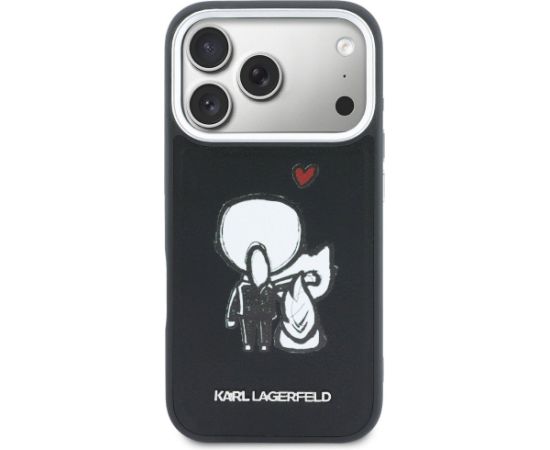 Karl Lagerfeld Karl & Choupette Back Logo MagSafe Aizsargapvalks priekš iPhone 17 Pro Max / melns Neoriģinālie Maciņi