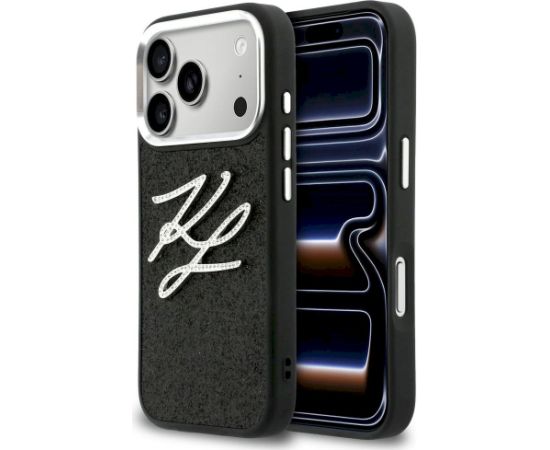 Karl Lagerfeld IML Glitter KL Diamond Logo Aizsargapvalks priekš iPhone 17 Pro / melns Neoriģinālie Maciņi