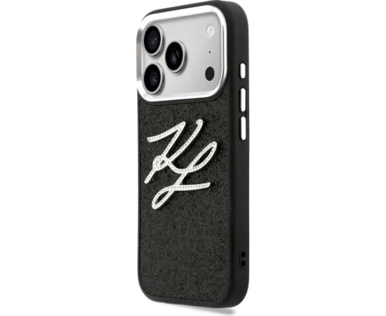 Karl Lagerfeld IML Glitter KL Diamond Logo Aizsargapvalks priekš iPhone 17 Pro / melns Neoriģinālie Maciņi