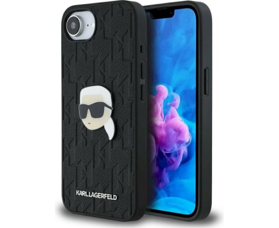 Karl Lagerfeld Monogram Karl Head Pin Case Aizsargapvalks priekš iPhone 16e / 17e / melns Neoriģinālie Maciņi