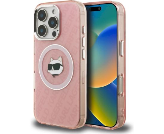 Case Karl Lagerfeld IML Choupette Head Logo MagSafe Aizsargapvalks priekš iPhone 16 Pro Max / rozā Neoriģinālie Maciņi