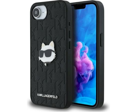Karl Lagerfeld Monogram Choupette Head Pin Aizsargapvalks priekš iPhone 16e/17e / melns Neoriģinālie Maciņi