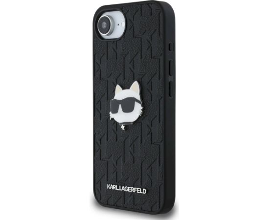 Karl Lagerfeld Monogram Choupette Head Pin Aizsargapvalks priekš iPhone 16e/17e / melns Neoriģinālie Maciņi