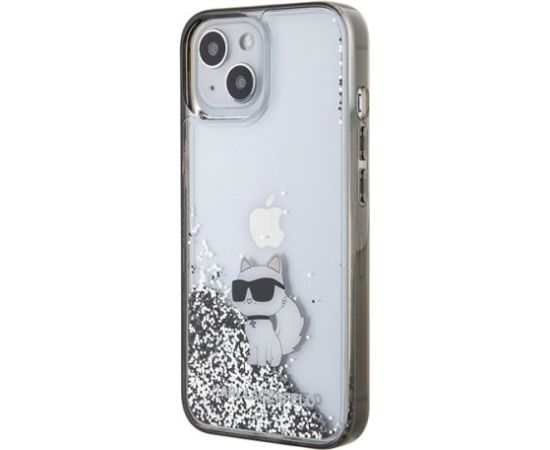 Karl Lagerfeld KLHCP15SLKCNSK Aizsargapvalks priekš iPhone 15/14/13 6.1" / caurspīdīgs Liquid Glitter Choupette Neoriģinālie Maciņi