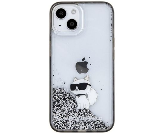 Karl Lagerfeld KLHCP15SLKCNSK Aizsargapvalks priekš iPhone 15/14/13 6.1" / caurspīdīgs Liquid Glitter Choupette Neoriģinālie Maciņi