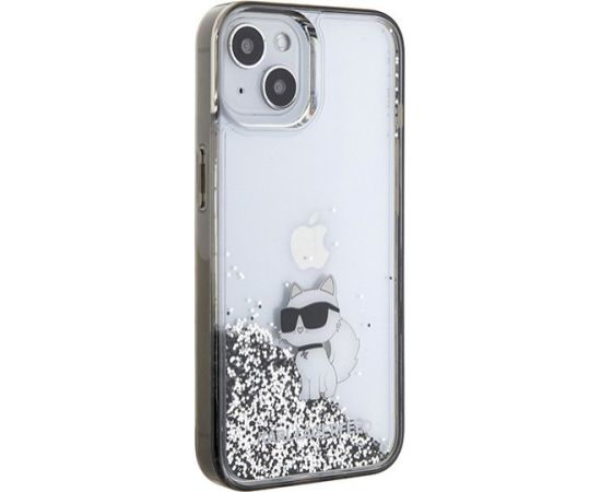 Karl Lagerfeld KLHCP15SLKCNSK Aizsargapvalks priekš iPhone 15/14/13 6.1" / caurspīdīgs Liquid Glitter Choupette Neoriģinālie Maciņi