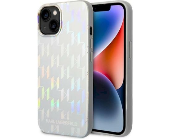 Karl Lagerfeld KLHCP14MLGMMSV3 Hardcase Monogram Iridesc Aizsargapvalks priekš iPhone 14 Plus/15 Plus 6.7" / sudraba Neoriģinālie Maciņi