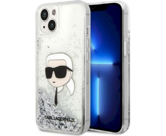 Karl Lagerfeld KLHCP14MLNKHCH Glitter Karl Head Aizsargapvalks priekš iPhone 14 Plus / 15 Plus 6.7" / sudraba Neoriģinālie Maciņi