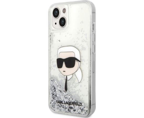 Karl Lagerfeld KLHCP14MLNKHCH Glitter Karl Head Aizsargapvalks priekš iPhone 14 Plus / 15 Plus 6.7" / sudraba Neoriģinālie Maciņi