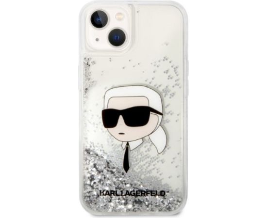 Karl Lagerfeld KLHCP14MLNKHCH Glitter Karl Head Aizsargapvalks priekš iPhone 14 Plus / 15 Plus 6.7" / sudraba Neoriģinālie Maciņi