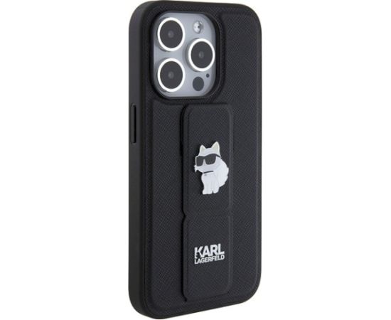 Karl Lagerfeld KLHCP14LGSACHPK Gripstand Saffiano Choupette Aizsargapvalks priekš iPhone 14 Pro 6.1" / melns Neoriģinālie Maciņi