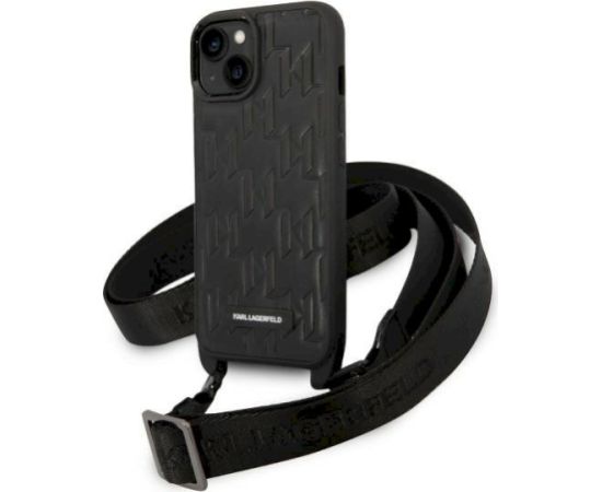 Karl Lagerfeld KLHCP14SSTMMK Hardcase Monogram Plaque Logo Stra Aizsargapvalks priekš iPhone 14/15/13 6,1" / melns Neoriģinālie Maciņi