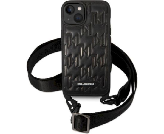 Karl Lagerfeld KLHCP14SSTMMK Hardcase Monogram Plaque Logo Stra Aizsargapvalks priekš iPhone 14/15/13 6,1" / melns Neoriģinālie Maciņi