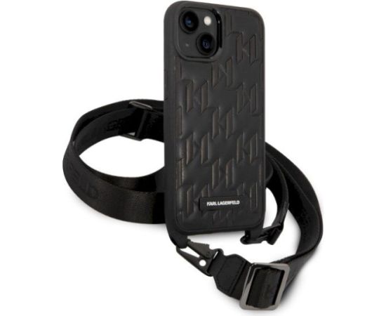 Karl Lagerfeld KLHCP14SSTMMK Hardcase Monogram Plaque Logo Stra Aizsargapvalks priekš iPhone 14/15/13 6,1" / melns Neoriģinālie Maciņi