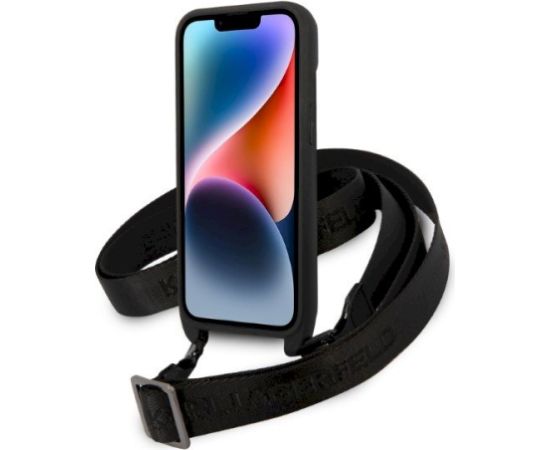 Karl Lagerfeld KLHCP14SSTMMK Hardcase Monogram Plaque Logo Stra Aizsargapvalks priekš iPhone 14/15/13 6,1" / melns Neoriģinālie Maciņi