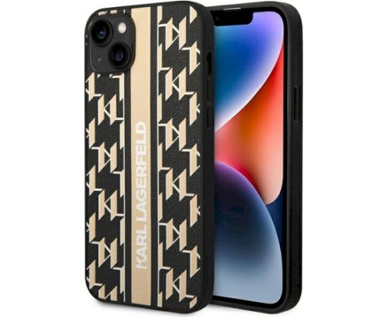 Karl Lagerfeld KLHCP14MPGKLSKW Aizsargapvalks priekš iPhone 14 Plus/15 Plus 6.7" / brūns Monogram Stripe Neoriģinālie Maciņi