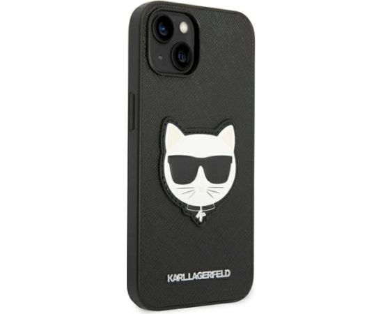 Karl Lagerfeld KLHCP14MSAPCHK Saffiano Choupette Aizsargapvalks priekš iPhone 14 Plus / 15 Plus 6,7" / melns Neoriģinālie Maciņi