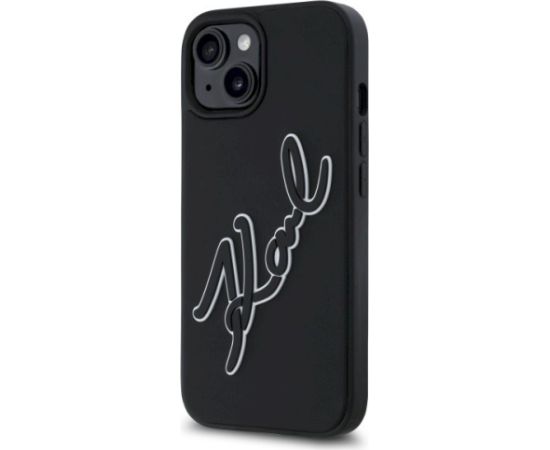 Karl Lagerfeld KLHCP15S3DRKSDLK 3D Rubber Signature Aizsargapvalks priekš iPhone 15 6.1" / melns Neoriģinālie Maciņi