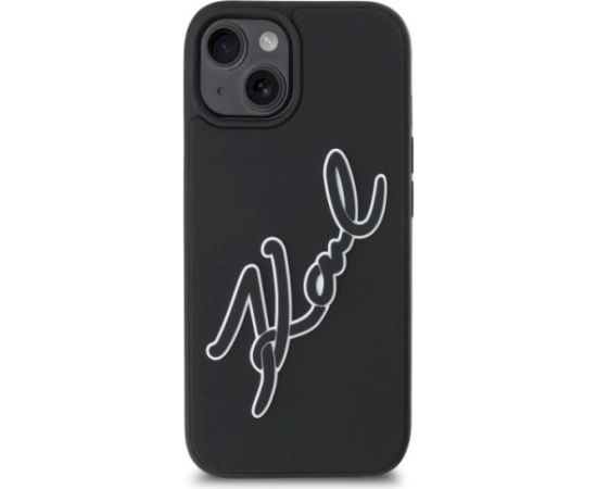 Karl Lagerfeld KLHCP15S3DRKSDLK 3D Rubber Signature Aizsargapvalks priekš iPhone 15 6.1" / melns Neoriģinālie Maciņi
