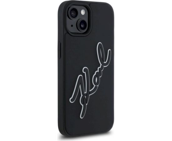 Karl Lagerfeld KLHCP15S3DRKSDLK 3D Rubber Signature Aizsargapvalks priekš iPhone 15 6.1" / melns Neoriģinālie Maciņi