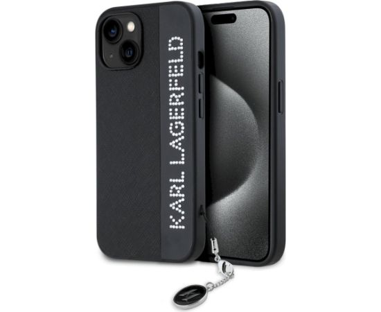 Karl Lagerfeld KLHCP15SPSAKDGCK Hardcase Saffiano Rhinestones & Aizsargapvalks priekš iPhone 15/14/13 6.1" / melns Neoriģinālie Maciņi
