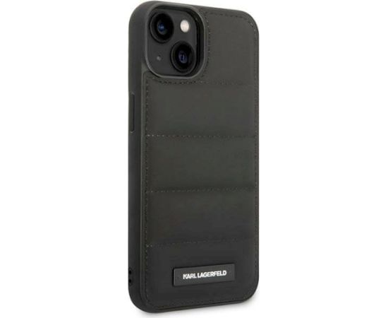 Karl Lagerfeld KLHCP14SPSQAK Puffy Elongated Logo Aizsargapvalks priekš iPhone 14/15/13 6,1" / melns Neoriģinālie Maciņi