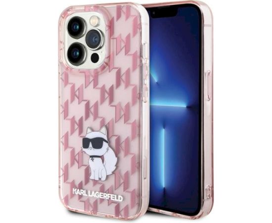 Karl Lagerfeld KLHCP15XHNCMKLP Monogram Choupette Aizsargapvalks priekš iPhone 15 Pro Max 6.7" / rozā Neoriģinālie Maciņi