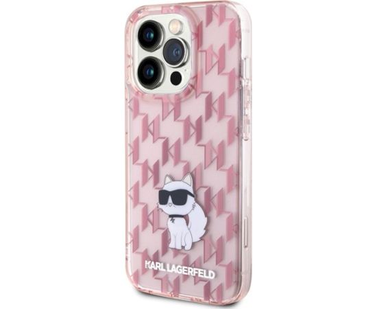Karl Lagerfeld KLHCP15XHNCMKLP Monogram Choupette Aizsargapvalks priekš iPhone 15 Pro Max 6.7" / rozā Neoriģinālie Maciņi
