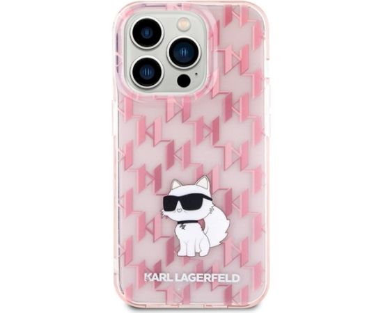 Karl Lagerfeld KLHCP15XHNCMKLP Monogram Choupette Aizsargapvalks priekš iPhone 15 Pro Max 6.7" / rozā Neoriģinālie Maciņi