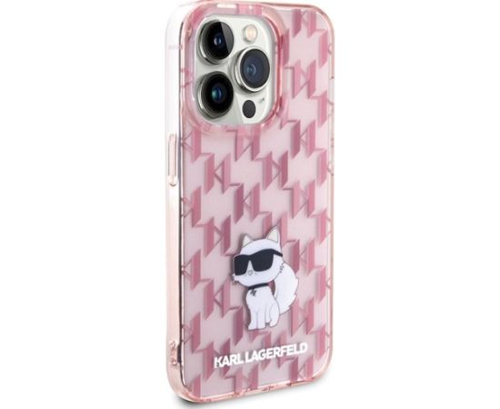 Karl Lagerfeld KLHCP15XHNCMKLP Monogram Choupette Aizsargapvalks priekš iPhone 15 Pro Max 6.7" / rozā Neoriģinālie Maciņi