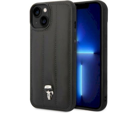 Karl Lagerfeld KLHCP14SPSQPK Puffy Ikonik Pin Hardcase Aizsargapvalks priekš iPhone 14/15/13 6,1" / melns Neoriģinālie Maciņi