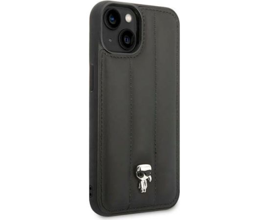 Karl Lagerfeld KLHCP14SPSQPK Puffy Ikonik Pin Hardcase Aizsargapvalks priekš iPhone 14/15/13 6,1" / melns Neoriģinālie Maciņi
