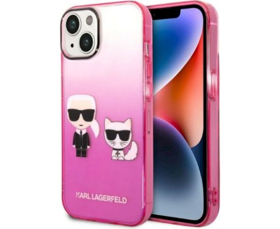 Karl Lagerfeld KLHCP14MTGKCP Gradient Ikonik Karl & Chou Aizsargapvalks priekš iPhone 14 Plus/15 Plus 6.7" / rozā Neoriģinālie Maciņi