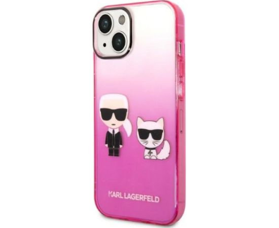 Karl Lagerfeld KLHCP14MTGKCP Gradient Ikonik Karl & Chou Aizsargapvalks priekš iPhone 14 Plus/15 Plus 6.7" / rozā Neoriģinālie Maciņi