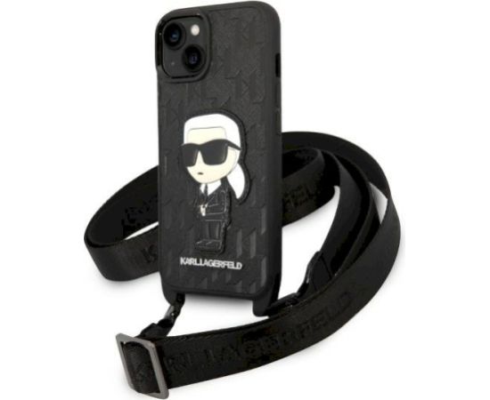Karl Lagerfeld KLHCP14SSTKMK Monogram Ikonik Patch Aizsargapvalks priekš iPhone 14/15/13 6,1" / melns Neoriģinālie Maciņi