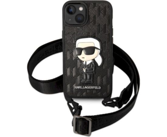 Karl Lagerfeld KLHCP14SSTKMK Monogram Ikonik Patch Aizsargapvalks priekš iPhone 14/15/13 6,1" / melns Neoriģinālie Maciņi