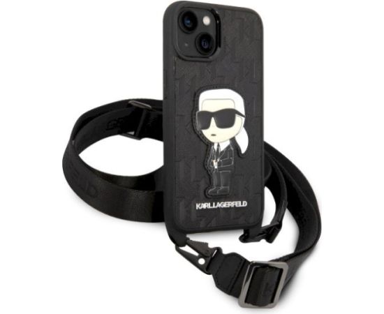 Karl Lagerfeld KLHCP14SSTKMK Monogram Ikonik Patch Aizsargapvalks priekš iPhone 14/15/13 6,1" / melns Neoriģinālie Maciņi