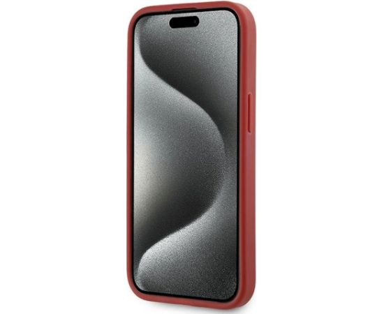 Karl Lagerfeld KLHCP15SPQDSMGR Diagonal Quilted Script Aizsargapvalks priekš iPhone 15/14/13 6.1" / sarkans Neoriģinālie Maciņi