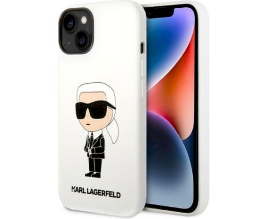 Karl Lagerfeld KLHCP14MSNIKBCH Silicone Ikonik Hardcase Aizsargapvalks priekš iPhone 14 Plus/15 Plus 6,7" / balts Neoriģinālie Maciņi