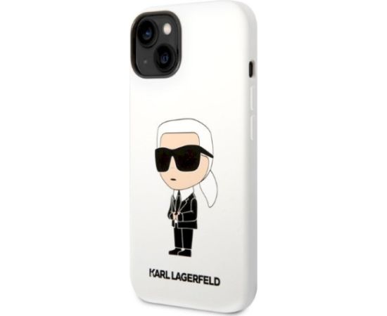 Karl Lagerfeld KLHCP14MSNIKBCH Silicone Ikonik Hardcase Aizsargapvalks priekš iPhone 14 Plus/15 Plus 6,7" / balts Neoriģinālie Maciņi