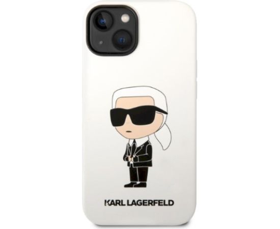 Karl Lagerfeld KLHCP14MSNIKBCH Silicone Ikonik Hardcase Aizsargapvalks priekš iPhone 14 Plus/15 Plus 6,7" / balts Neoriģinālie Maciņi