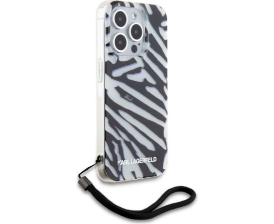 Karl Lagerfeld KLHCP15XHZBPKCCK Aizsargapvalks priekš iPhone 15 Pro Max 6.7" hardcase IML Zebra Pattern & Cord / melns Neoriģinālie Maciņi