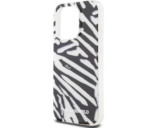 Karl Lagerfeld KLHCP15XHZBPKCCK Aizsargapvalks priekš iPhone 15 Pro Max 6.7" hardcase IML Zebra Pattern & Cord / melns Neoriģinālie Maciņi