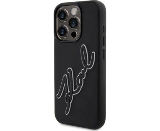 Karl Lagerfeld KLHCP15L3DRKSDLK Hardcase 3D Rubber Signature Aizsargapvalks priekš iPhone 15 Pro 6.1" / melns Neoriģinālie Maciņi