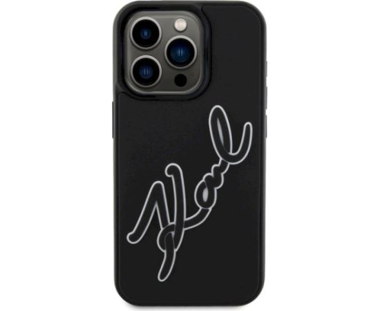 Karl Lagerfeld KLHCP15L3DRKSDLK Hardcase 3D Rubber Signature Aizsargapvalks priekš iPhone 15 Pro 6.1" / melns Neoriģinālie Maciņi