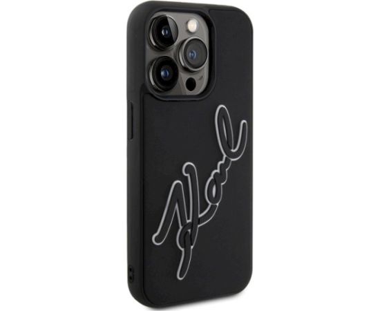 Karl Lagerfeld KLHCP15L3DRKSDLK Hardcase 3D Rubber Signature Aizsargapvalks priekš iPhone 15 Pro 6.1" / melns Neoriģinālie Maciņi
